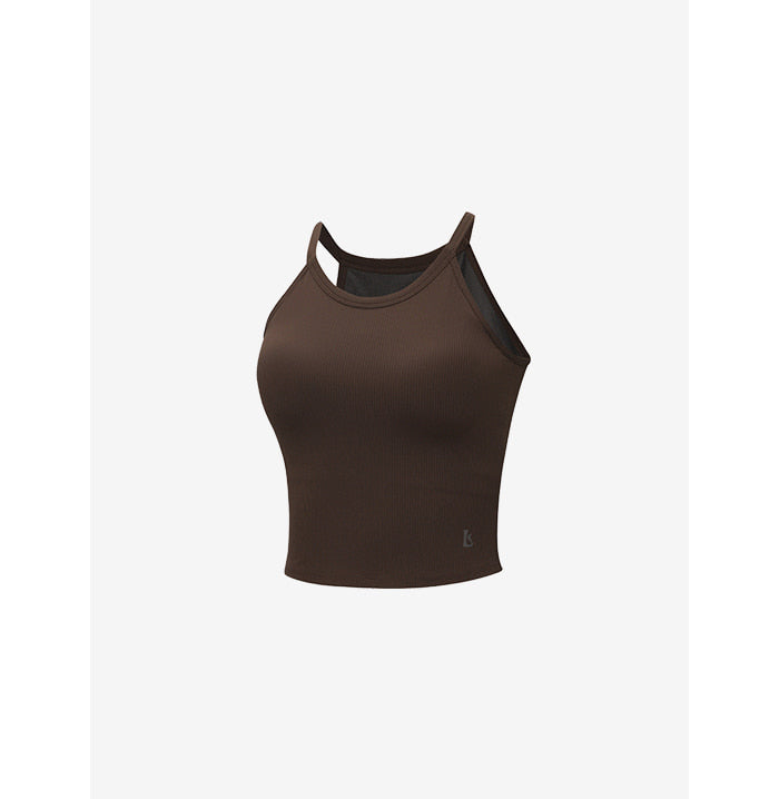 GRANDELINE - El-Flex Rib Skinny Halter Top 木棕 商品圖片