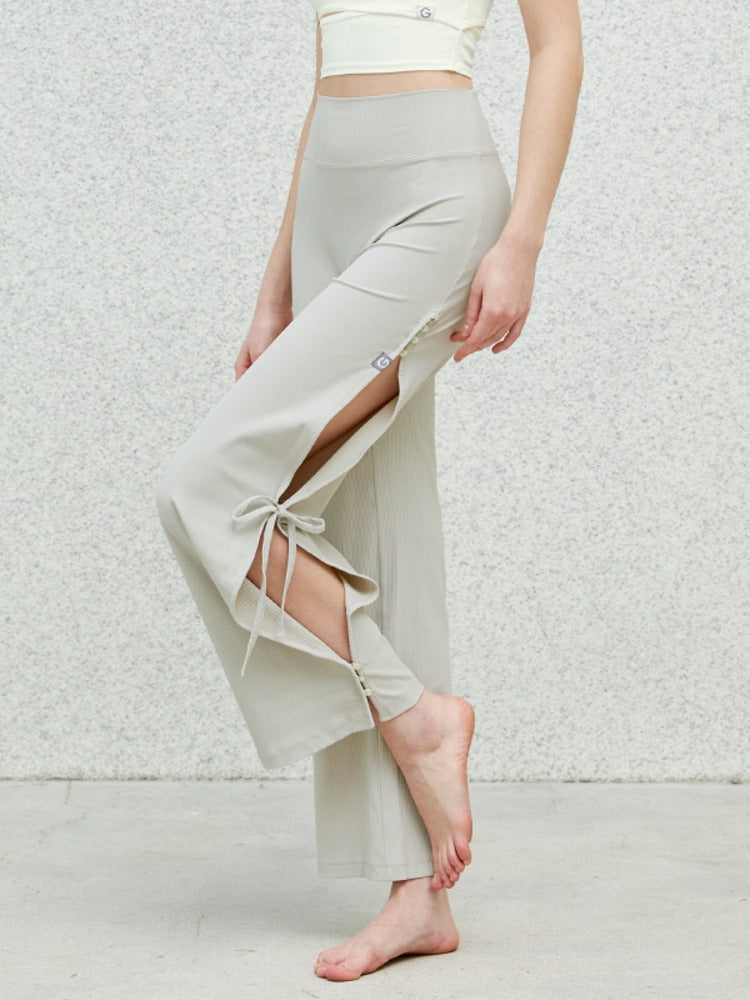GRANDELINE El-Flex Rib Side Slit Wide Pants - Model