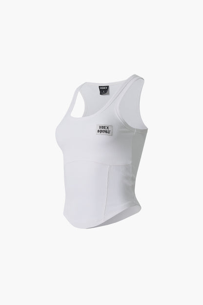 HDEX Cover Stitch Tank Top White - Model
