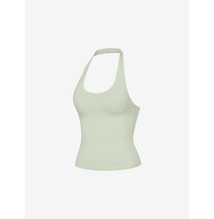 Halter Tank Top 灰綠 上身