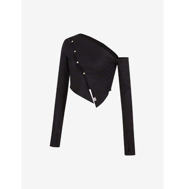 GRANDELINE - El-Flex Rib Diagonal Cutout Long Sleeve 黑 商品圖片