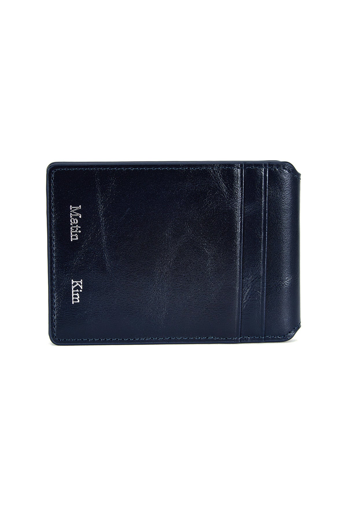 Matin Kim Embossed Logo Business Wallet in Navy 海軍藍 細節圖 1