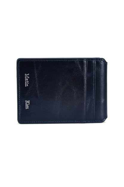 Matin Kim Embossed Logo Business Wallet in Navy 海軍藍 細節圖 1