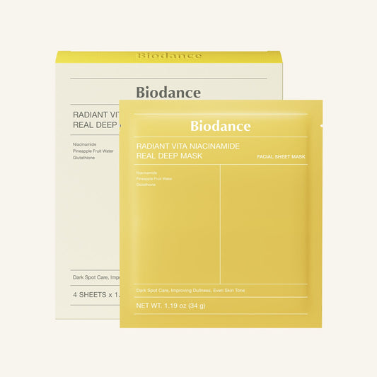[長效提亮膚色] Biodance Radiant Vita Niacinamide Real Deep Mask 煙醯胺美白提亮均勻膚色面膜 4片 韓國代購 香港