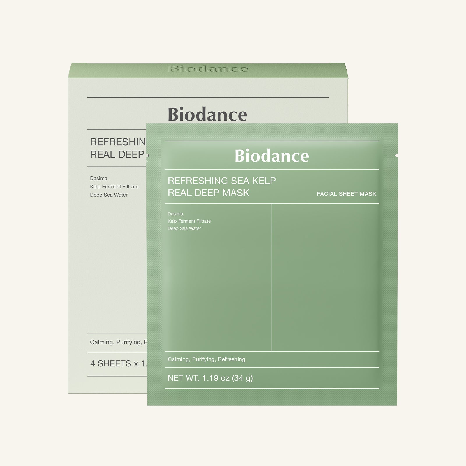 [海帶發酵控油不悶焗] Biodance Refreshing Sea Kelp Real Deep Mask 海藻發酵控油油痘肌清爽面膜 4片 細節圖 1