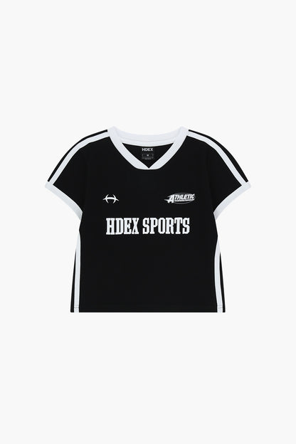 HDEX Sporty Ringer V-Neck Short Sleeve Black - Model 4