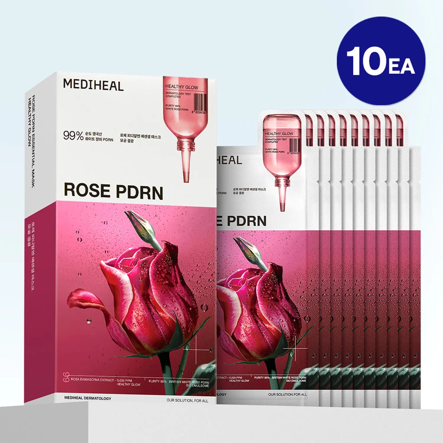[修護收毛孔] MEDIHEAL Rose PDRN Essential Mask Healthy Glow 玫瑰PDRN面膜 10片 香港代購