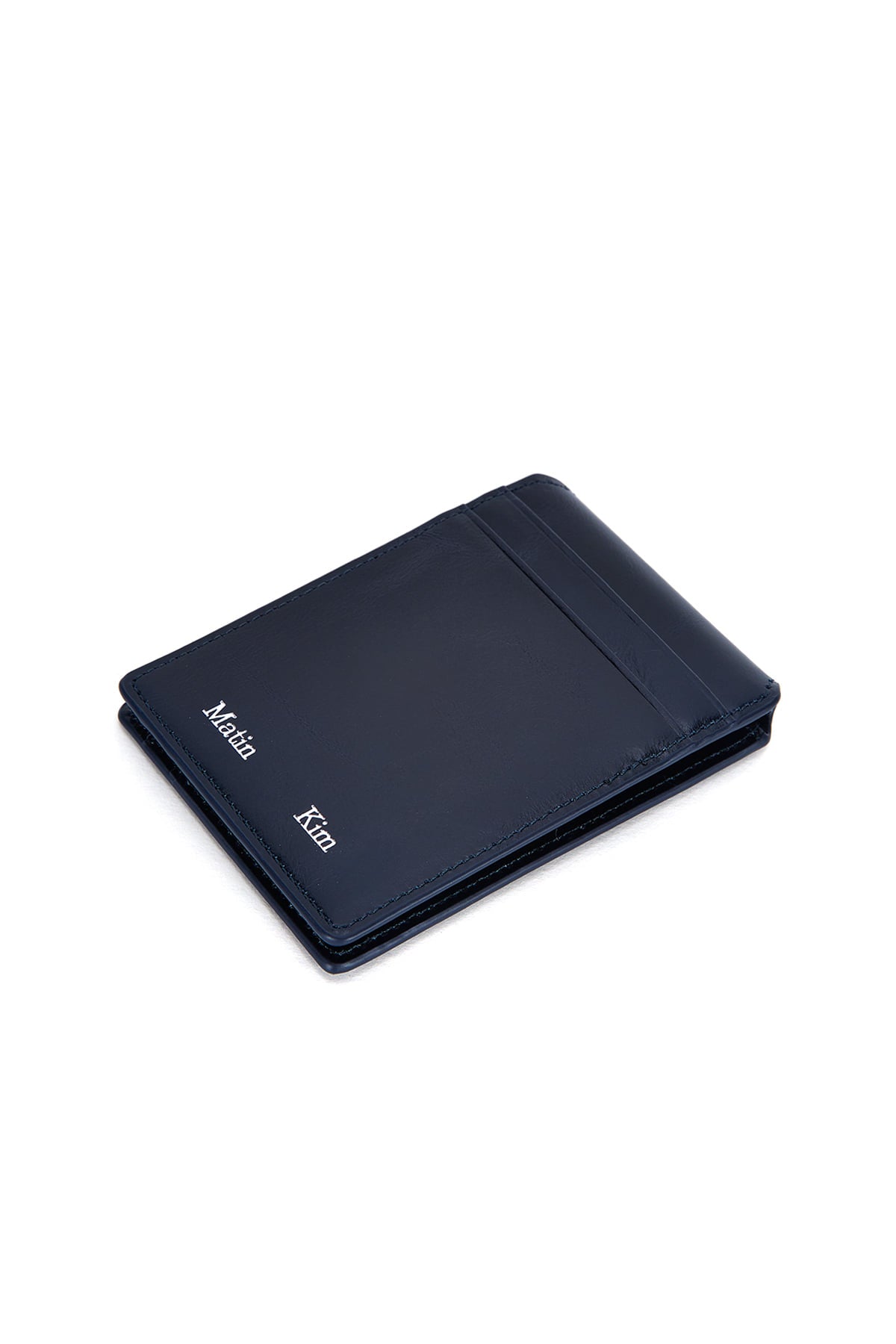 Matin Kim Embossed Logo Business Wallet in Navy 海軍藍 細節圖 3