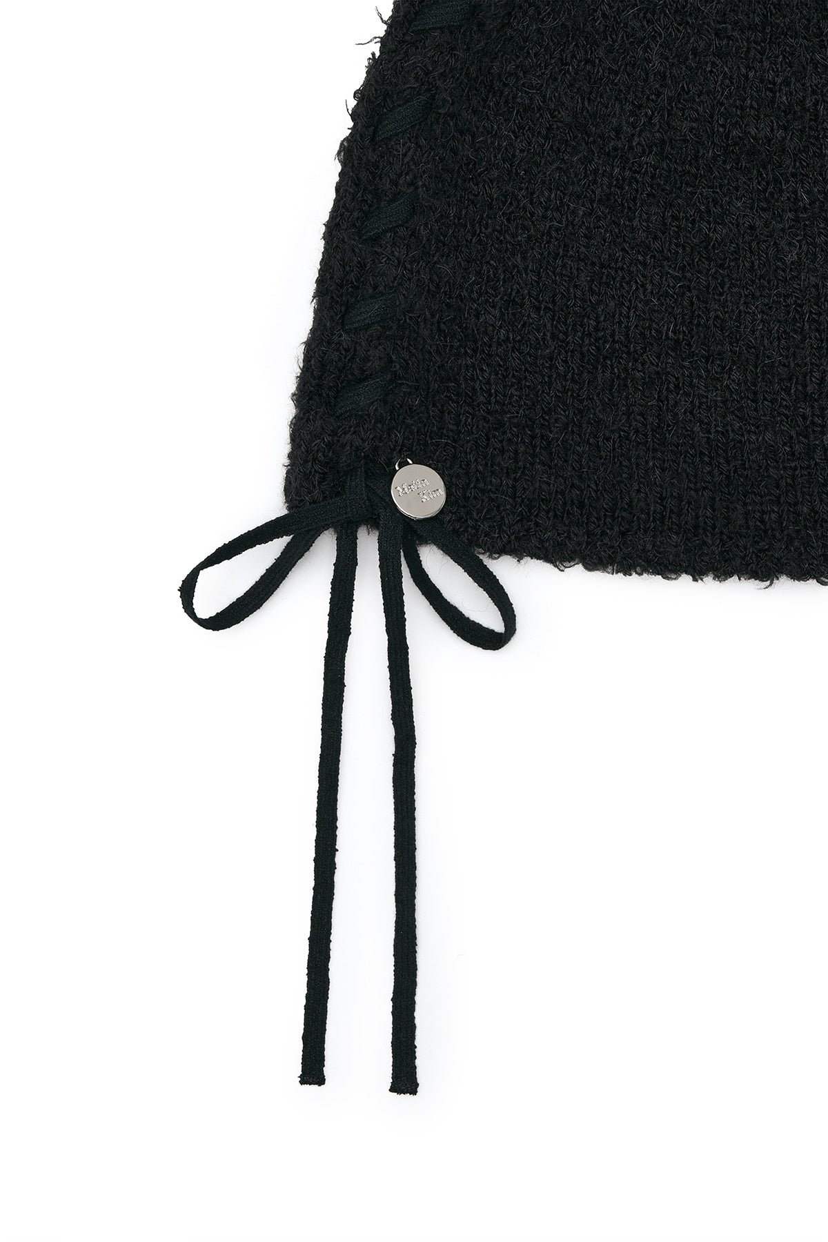 Matin Kim Ribbon Tie Knit Beanie in Black 黑色 細節圖 2