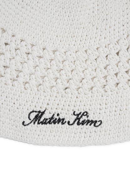 Matin Kim Crochet Cotton Bucket Hat in White 白色 細節圖 2