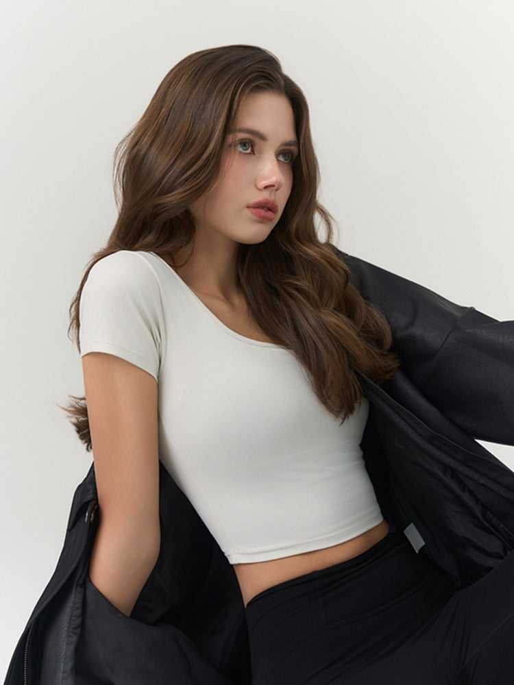 GRANDELINE El-Soft Square Neck Crop Top
