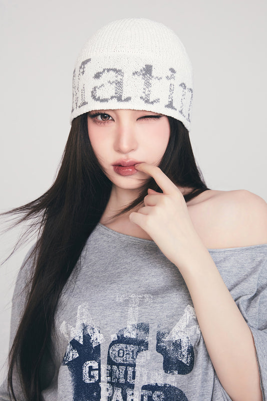 Matin Kim Cracked Logo Light Bucket Beanie in Ivory 象牙白 桶形冷帽 韓國代購 香港
