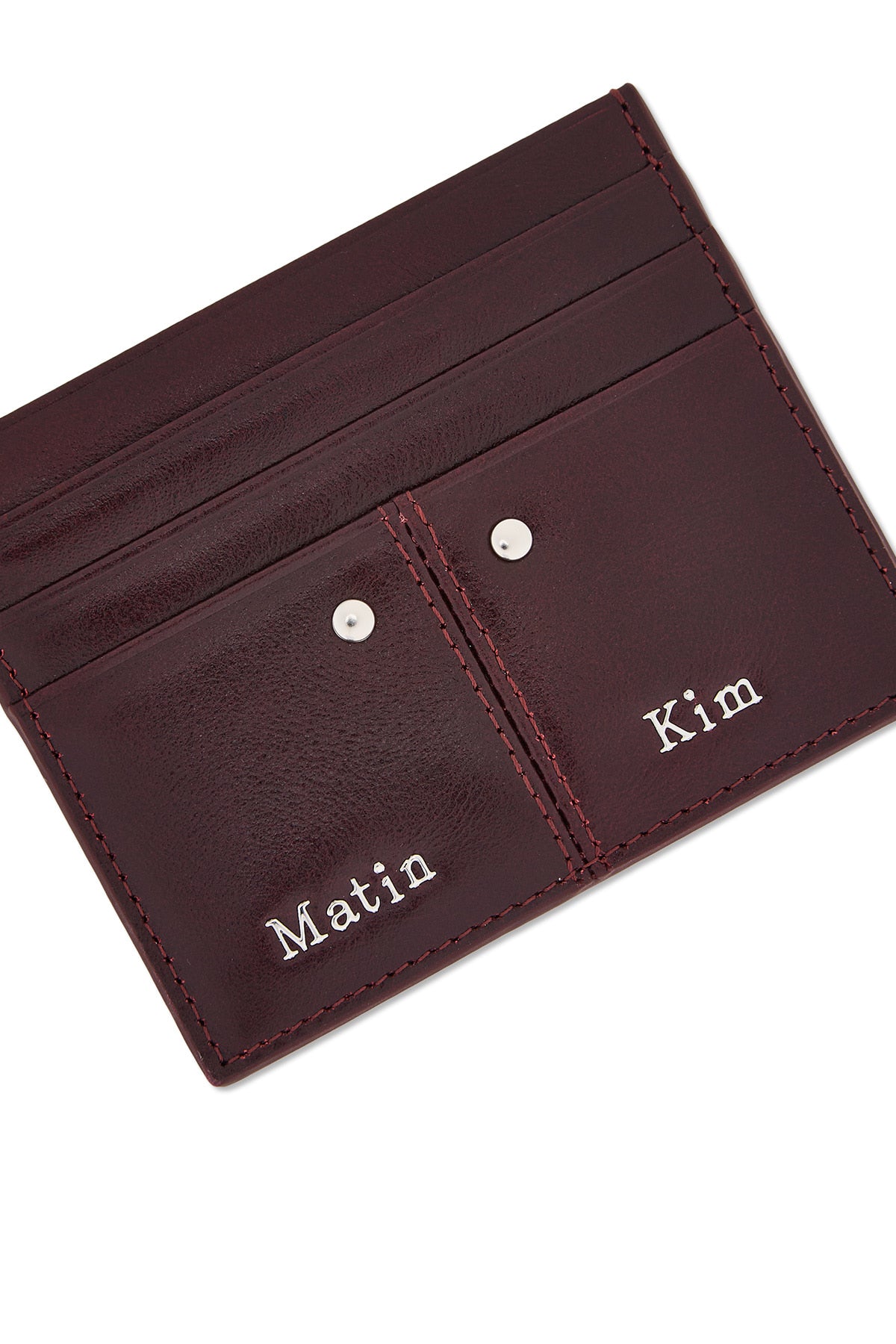 Matin Kim Steel Logo Rivet Card Wallet in Wine 酒紅色 細節圖 2