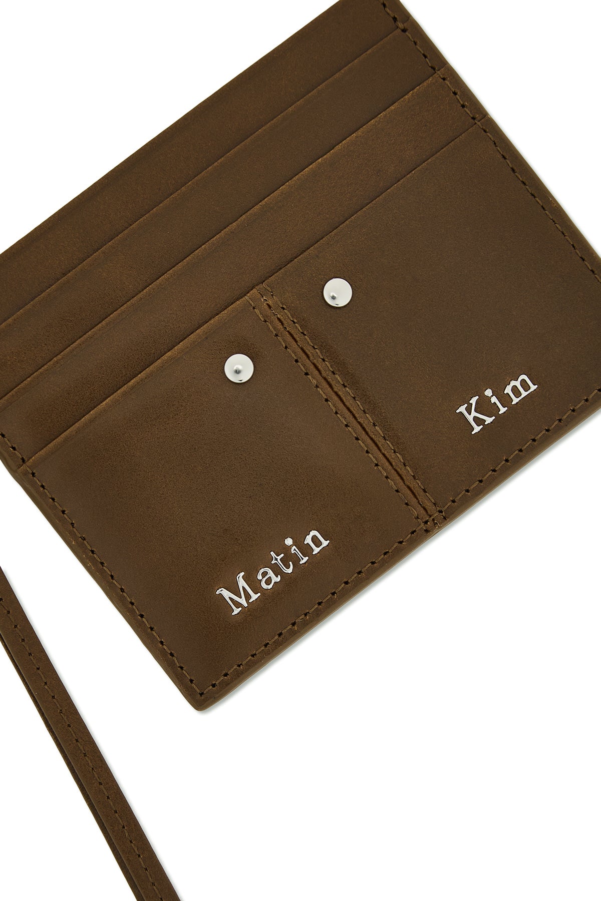 Matin Kim Steel Logo Rivet Card Wallet in Olive 橄欖綠 細節圖 2