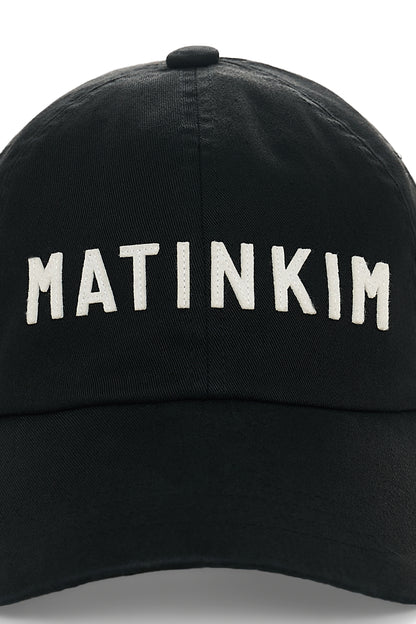 Matin Kim Applique Felt Logo Ball Cap in Black 黑色 細節圖 4