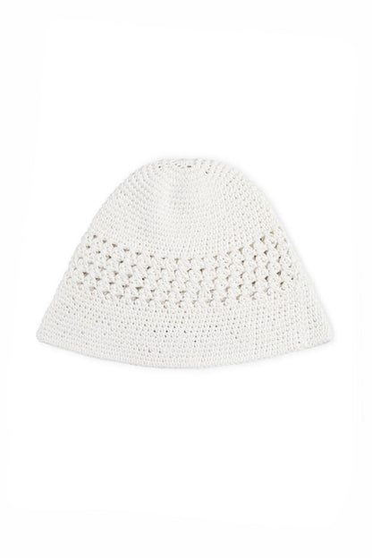 Matin Kim Crochet Cotton Bucket Hat in White 白色 細節圖 1