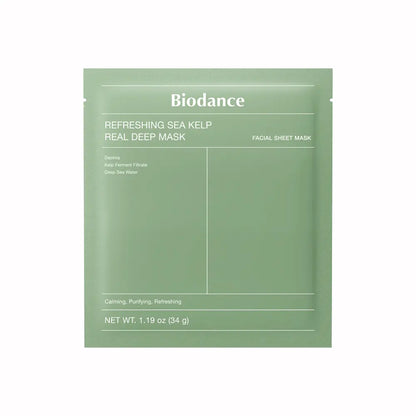 [海帶發酵控油不悶焗] Biodance Refreshing Sea Kelp Real Deep Mask 海藻發酵控油油痘肌清爽面膜 4片 韓國代購 香港