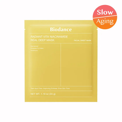 [長效提亮膚色] Biodance Radiant Vita Niacinamide Real Deep Mask 煙醯胺美白提亮均勻膚色面膜 4片 細節圖 1