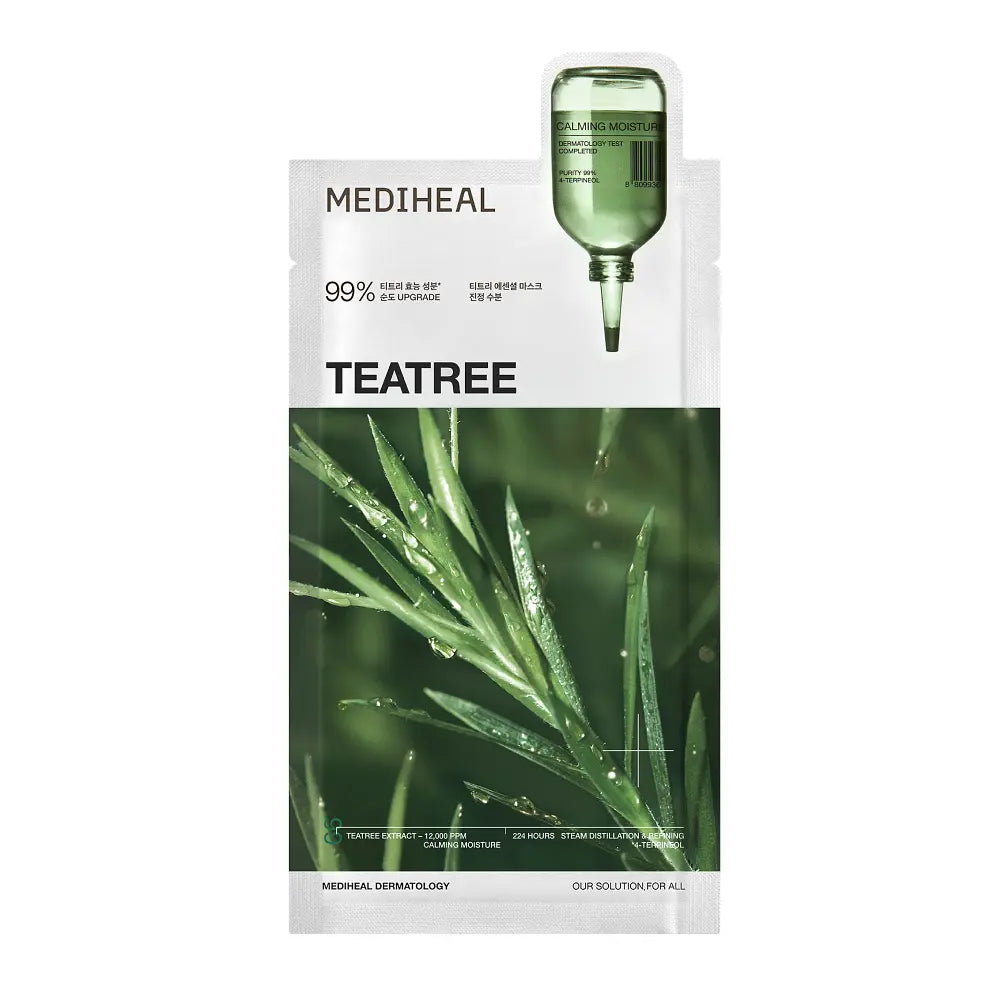 [油痘肌鎮靜必入] MEDIHEAL Teatree Calming Moisture Essential Mask 茶樹鎮靜精華面膜 10片 香港代購