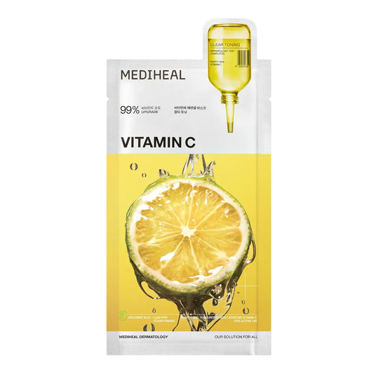 [去斑提亮] MEDIHEAL Vitamin C Clear Toning Essential Mask 維他命C特強亮白面膜 10片 香港代購