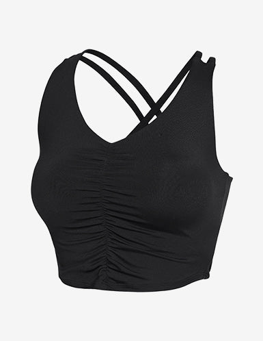 GRANDELINE - El-Soft Back Twist Shirring Tank Top 黑 商品圖片