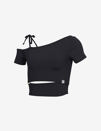 GRANDELINE - El-Flex Rib One-Shoulder Cut-out Crop Top 黑 商品圖片