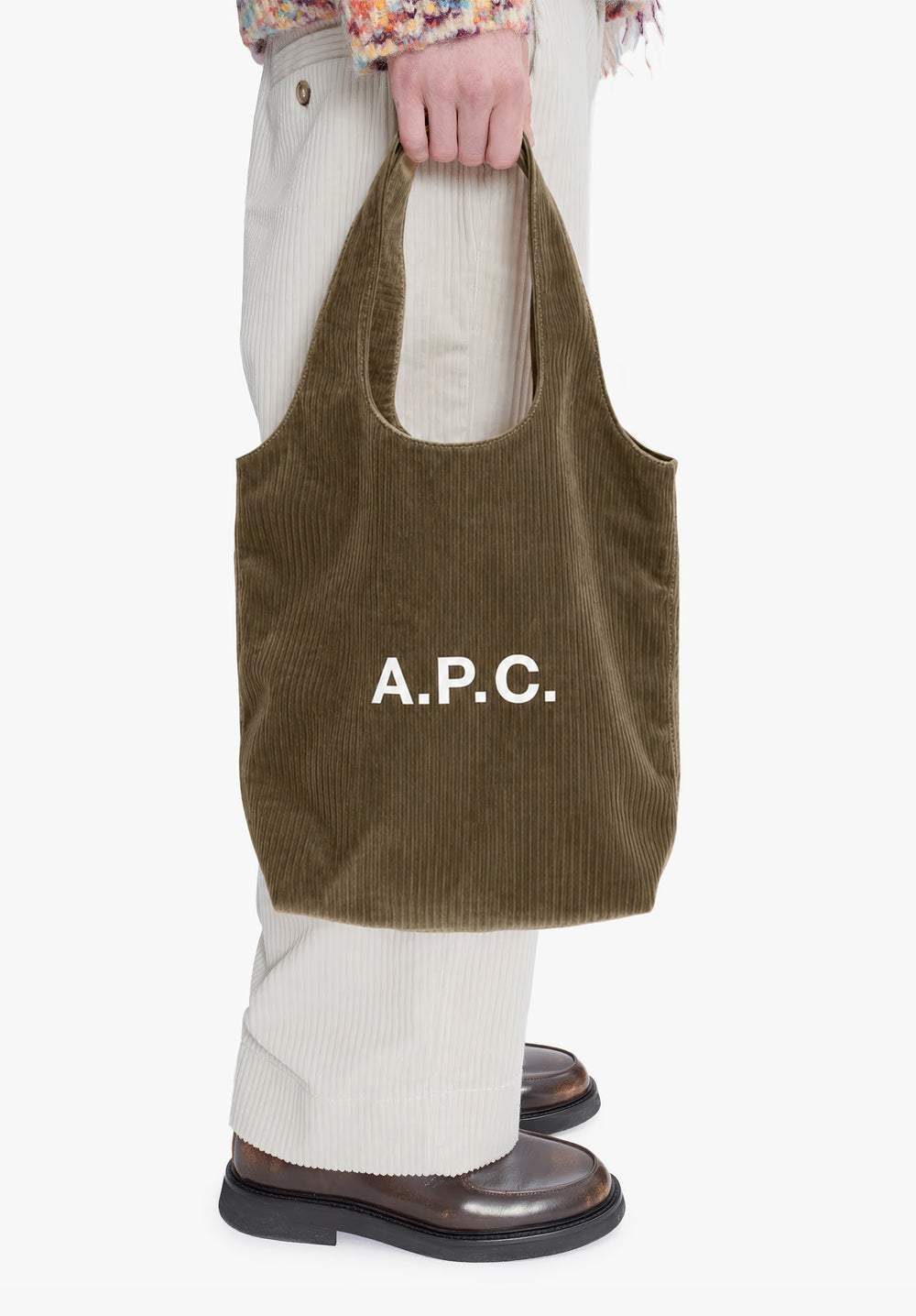 A.P.C. Ninon Tote Bag Taupe Corduroy official model image