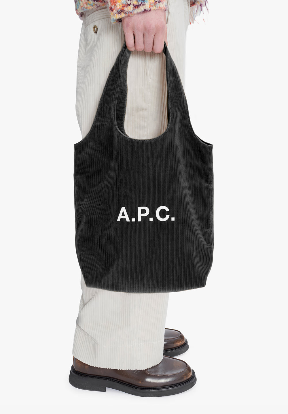A.P.C. Ninon Tote Bag Black Corduroy official model image