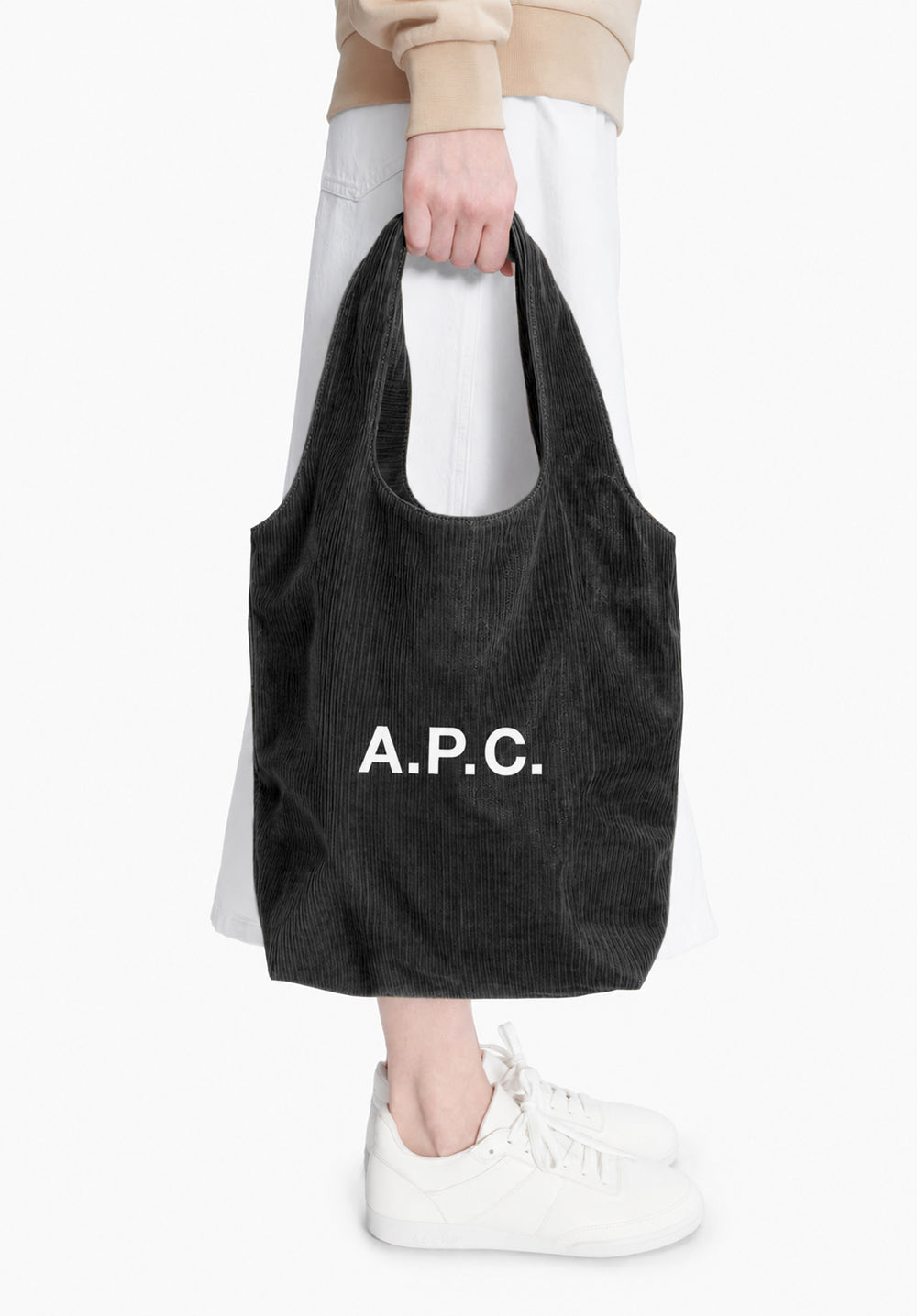 A.P.C. Ninon Tote Bag Black Corduroy official worn image