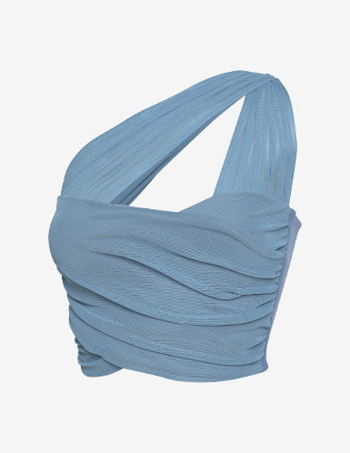 GRANDELINE - El-Flex P See-through One-Shoulder Bra Top 牛仔藍 商品圖片
