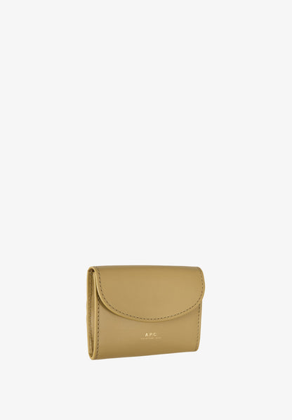 A.P.C. Geneva Leather Card Holder Dark Beige open
