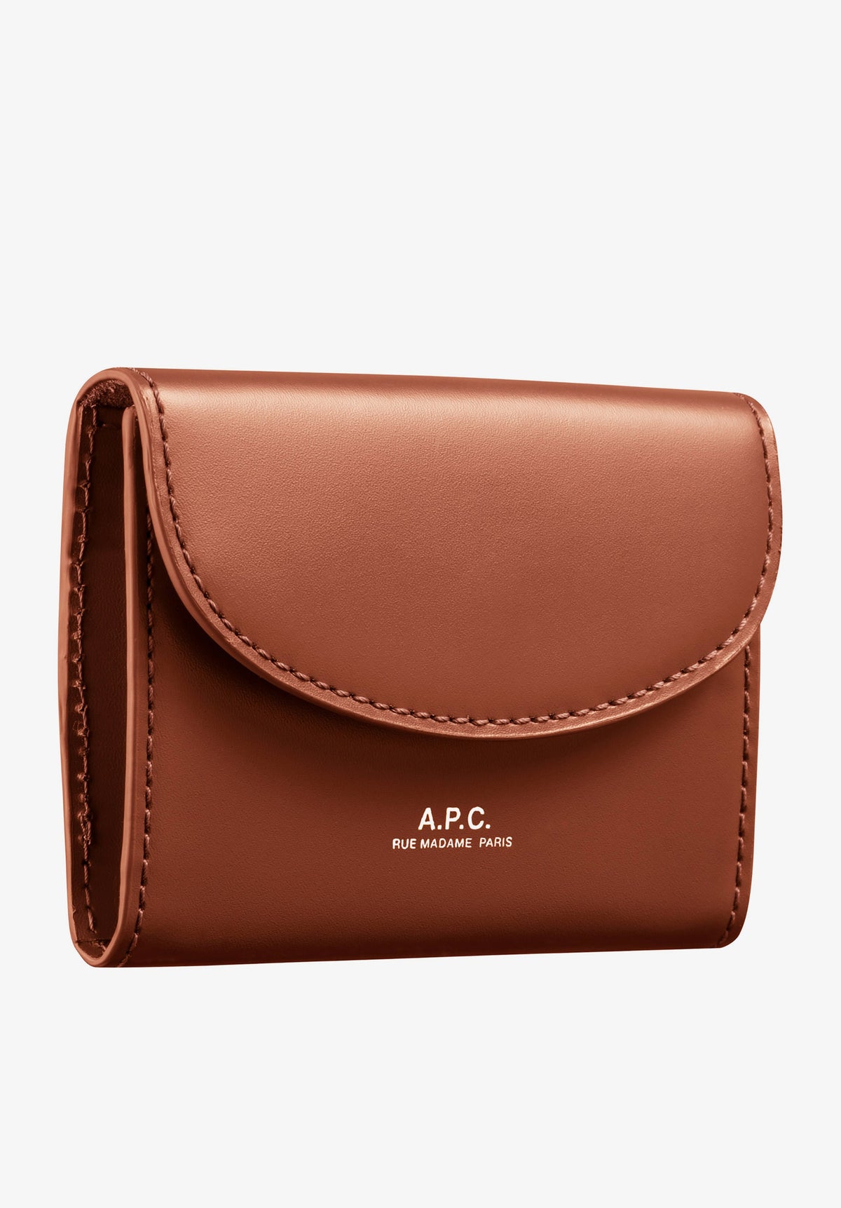 A.P.C. Geneva Leather Card Holder Hazelnut open