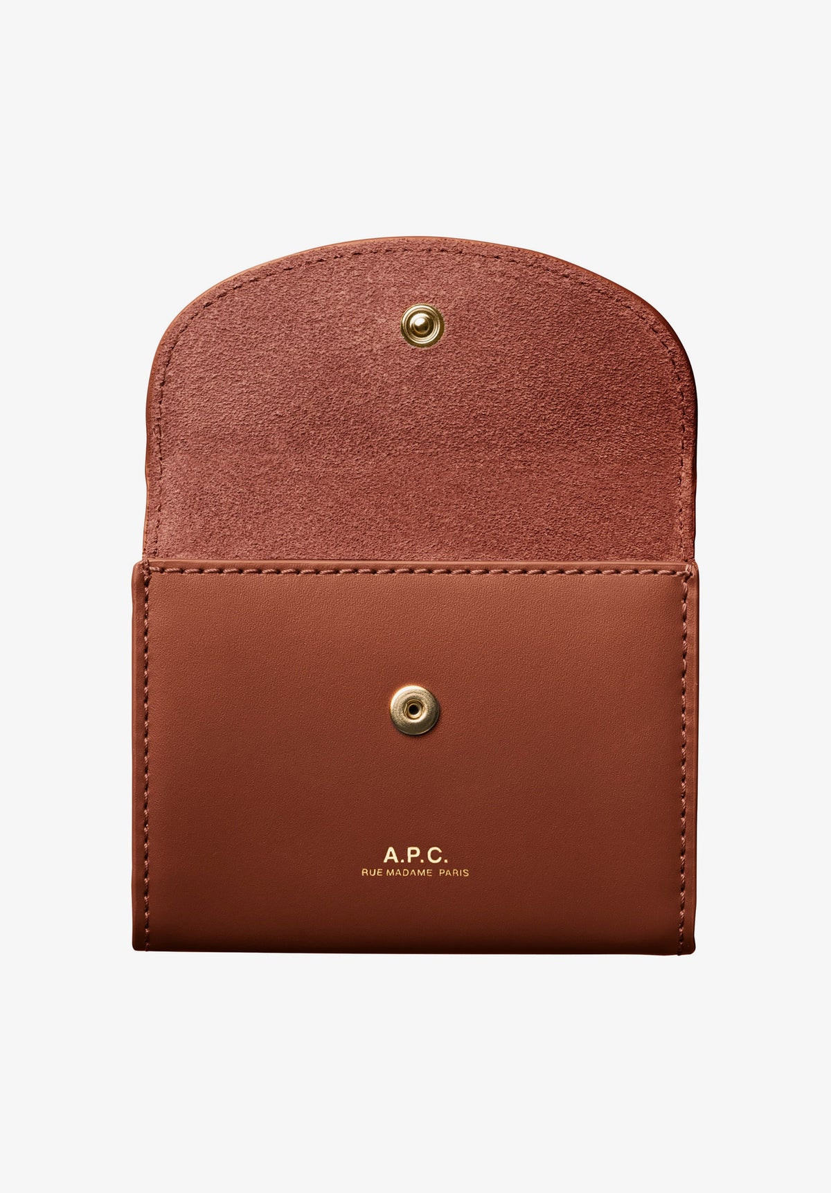 A.P.C. Geneva Leather Card Holder Hazelnut detail