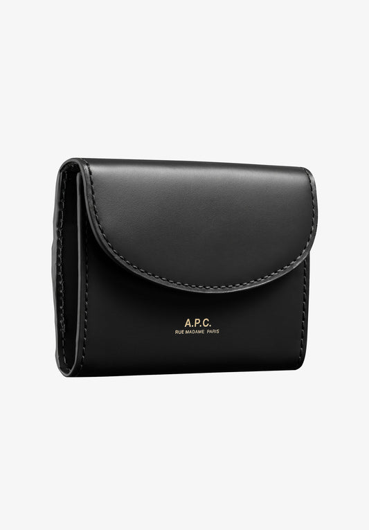 A.P.C. Geneva Leather Card Holder Black open