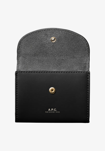 A.P.C. Geneva Leather Card Holder Black detail