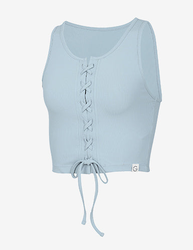 GRANDELINE - El-Flex Rib Corset Crop Sleeveless 複古藍 商品圖片
