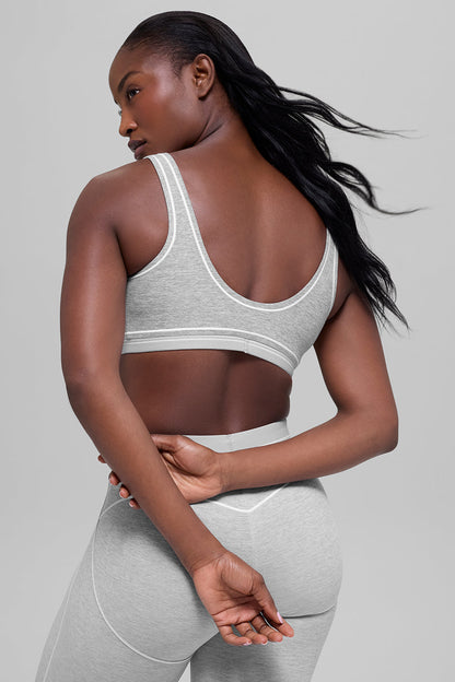Alo Yoga Alosoft Heart Throb Bra - Athletic Heather Grey/White 3