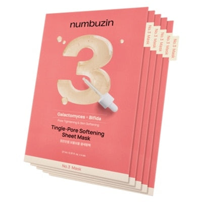 底妝卡粉？敷完即服貼！Numbuzin No.3 Tingle Pore Softening Sheet Mask 收毛孔發酵面膜 5片 細節圖 1