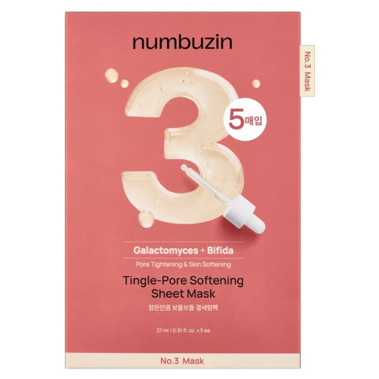 底妝卡粉？敷完即服貼！Numbuzin No.3 Tingle Pore Softening Sheet Mask 收毛孔發酵面膜 5片 細節圖 2