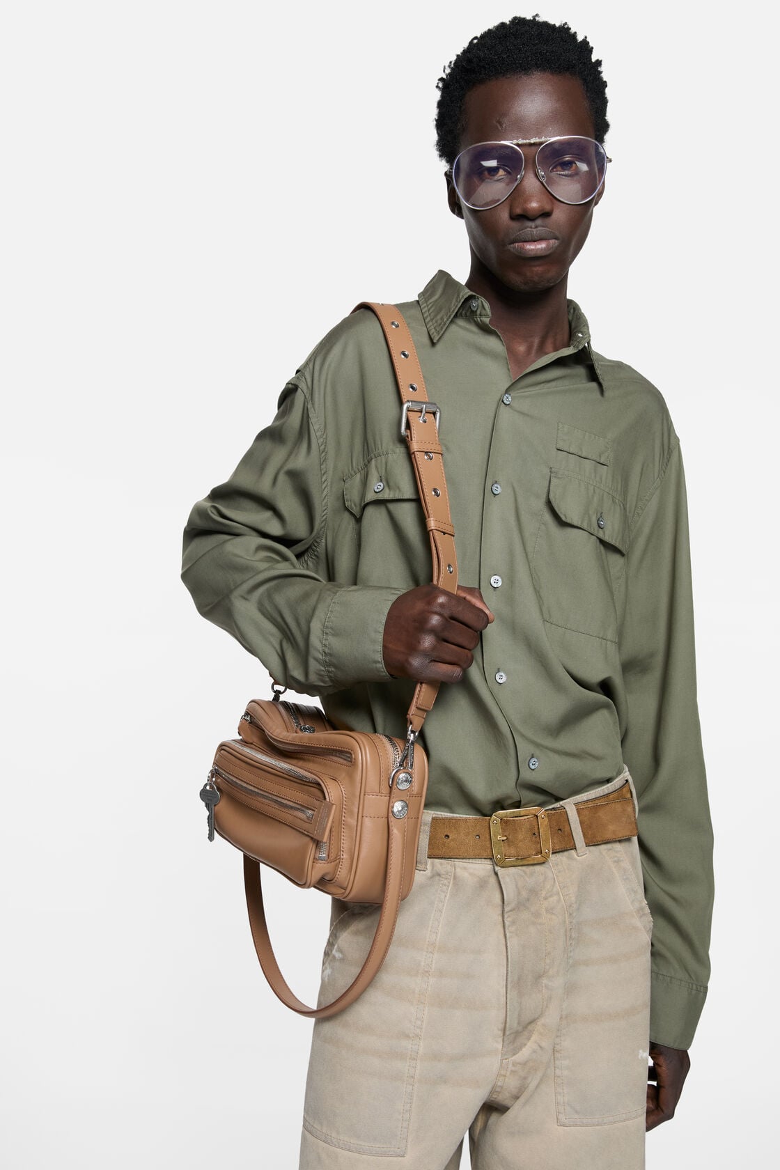 Acne Studios Camero Party Shoulder Bag Caramel brown official image 3