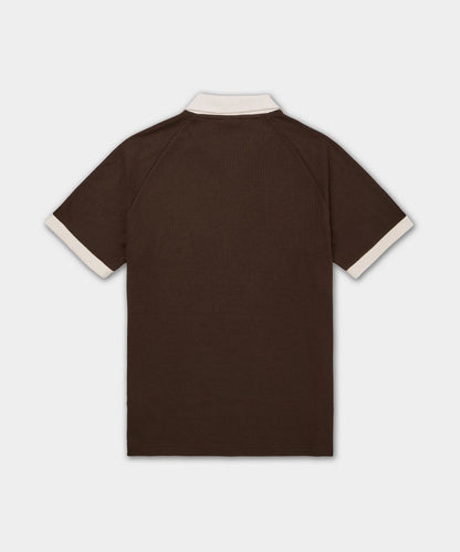 Adidas Waffle Short Sleeve Polo Shirt Dark Brown KB5462 official image 2