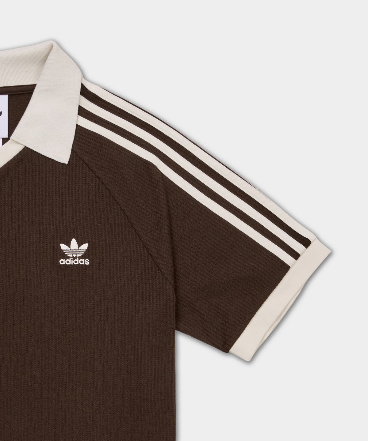 Adidas Waffle Short Sleeve Polo Shirt Dark Brown KB5462 official image 5
