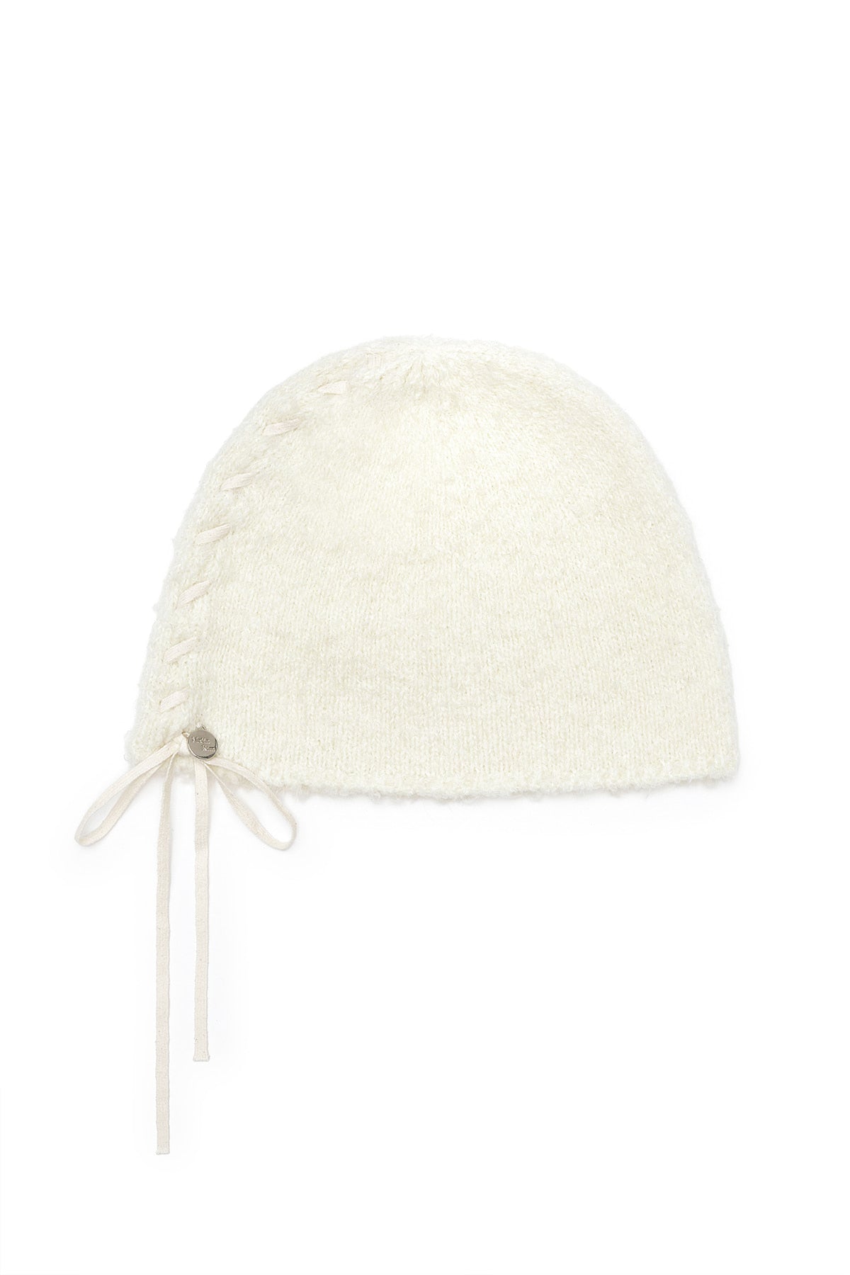 Matin Kim Ribbon Tie Knit Beanie in Ivory 象牙白 冷帽 韓國代購 香港