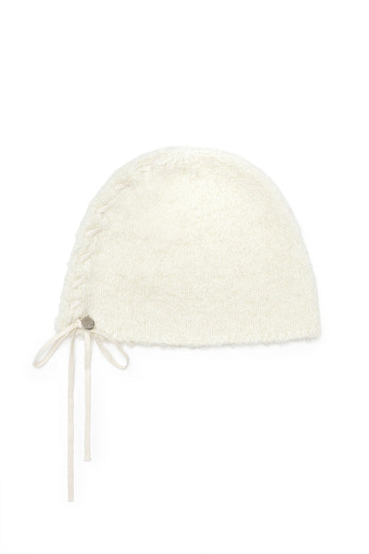 Matin Kim Ribbon Tie Knit Beanie in Ivory 象牙白 冷帽 韓國代購 香港