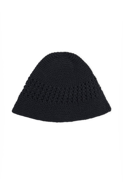 Matin Kim Crochet Cotton Bucket Hat in Black 黑色 細節圖 1