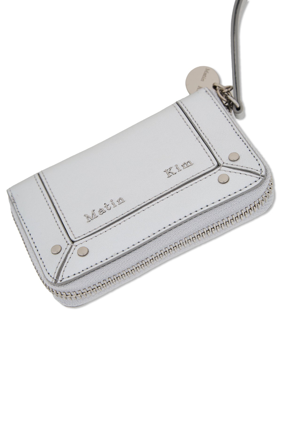 Matin Kim Steel Logo Rivet Compact Wallet in Silver 銀色 細節圖 3