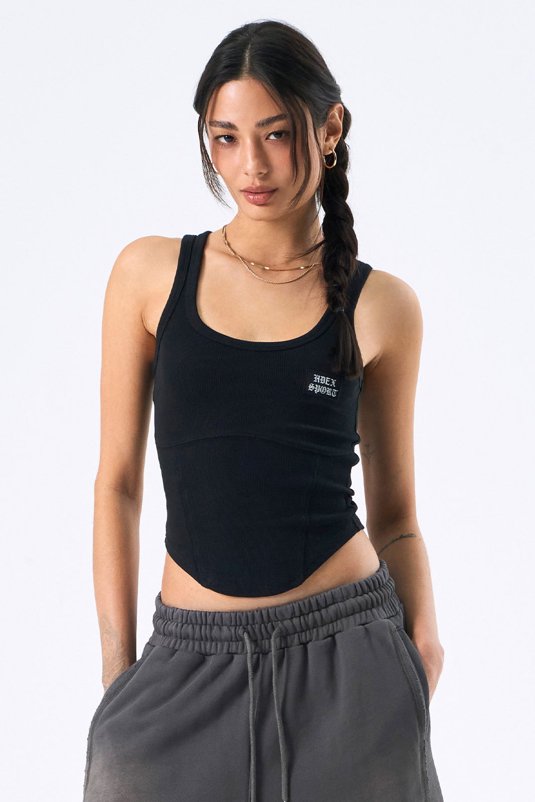 HDEX 女裝圓領蓋縫背心 Black - 細節