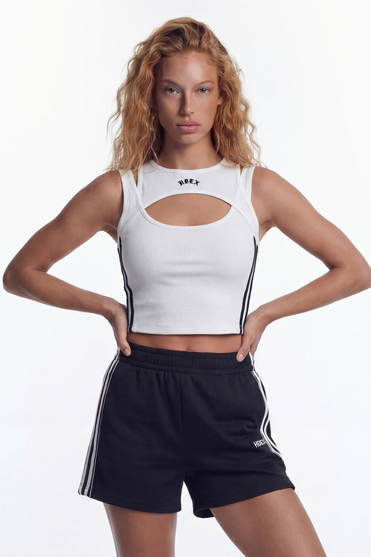 HDEX Cut-Out Track Crop Tank Top White 1