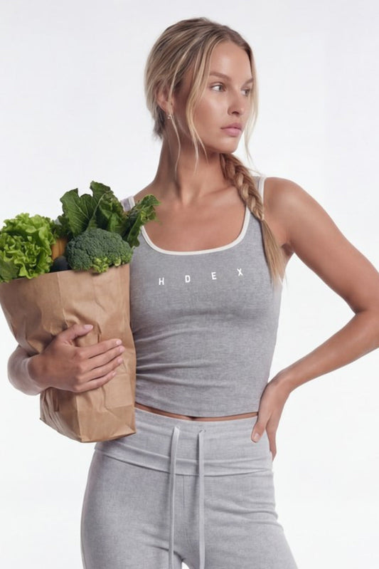 HDEX Sophie Square-Neck Crop Bra Top Melange Gray 2