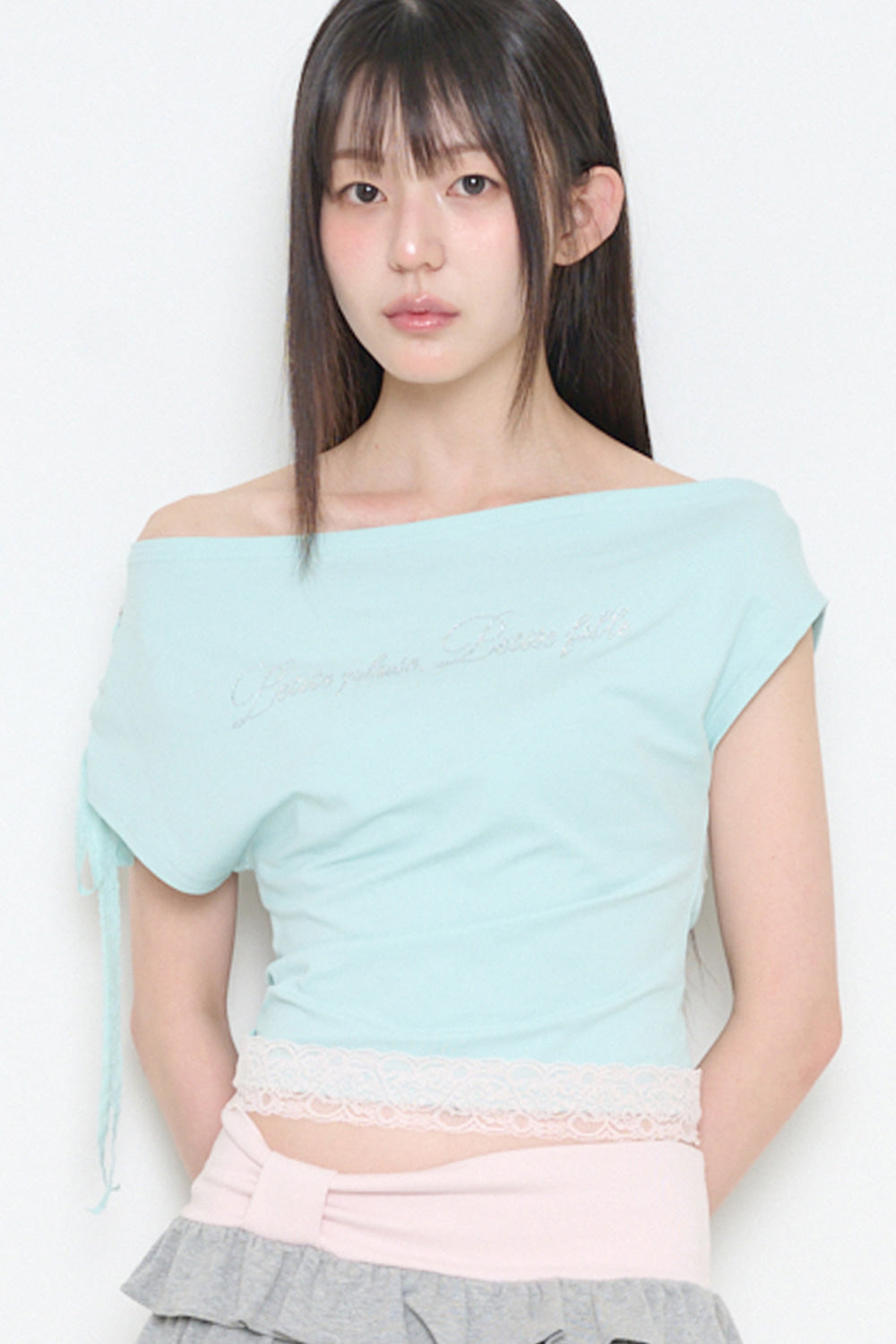 ILLIGO Lace Trimming T-Shirt Mint official angle image 1